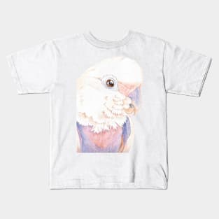 Goffin Tanimbar corella cockatoo watercolor portrait parrot name Buckley V2 Kids T-Shirt